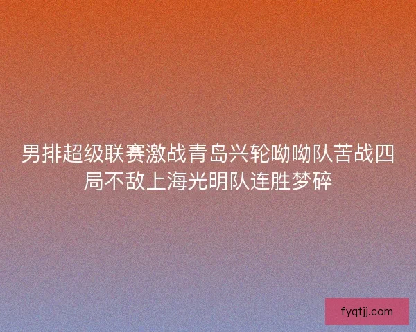 男排超级联赛激战青岛兴轮呦呦队苦战四局不敌上海光明队连胜梦碎