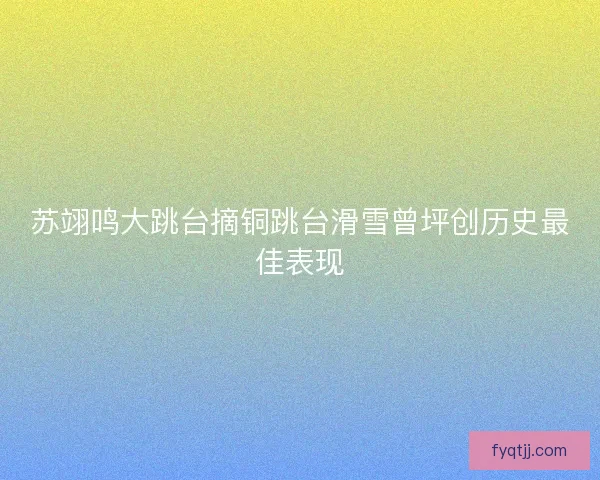 苏翊鸣大跳台摘铜跳台滑雪曾坪创历史最佳表现